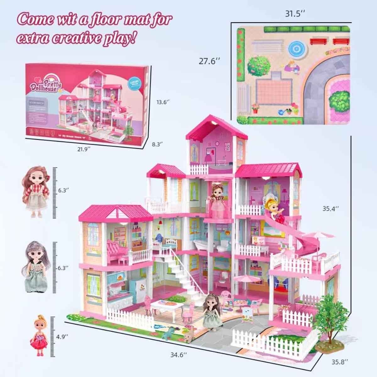 Huada Toys HDT668-49A Villa & Castle Doll Playset Unisex, 3-4 Years