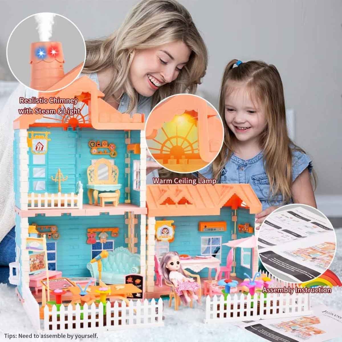 Huada Toys HDT668-7A Villa & Doll Playset with Light & Mist Spray Unisex, 3-4 Years