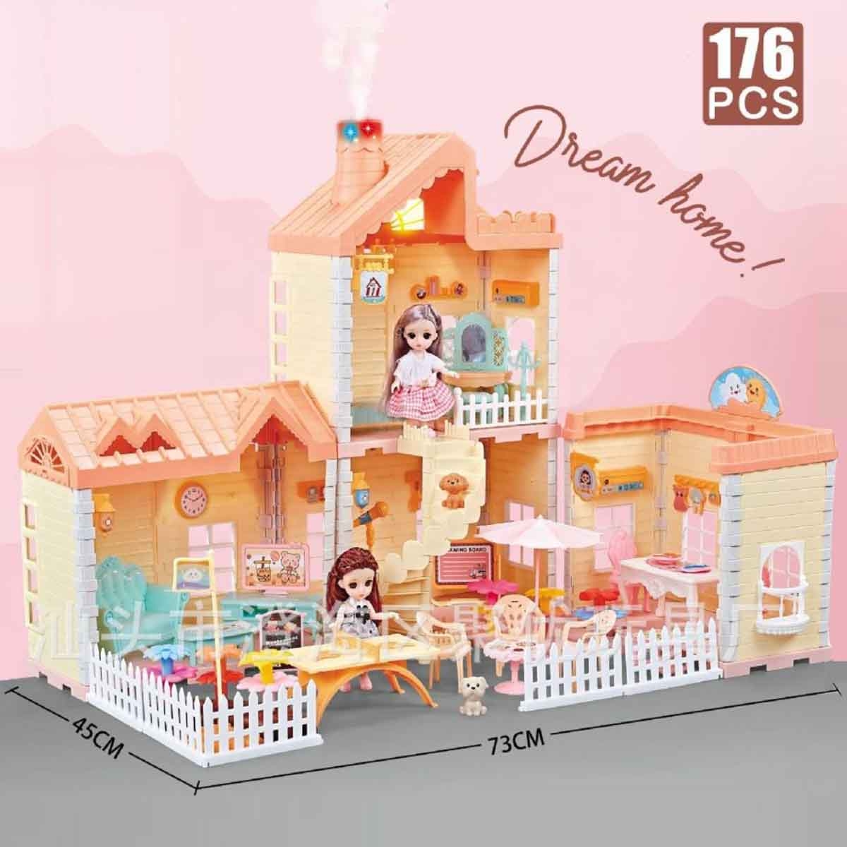 Huada Toys HDT668-7A Villa & Doll Playset with Light & Mist Spray Unisex, 3-4 Years