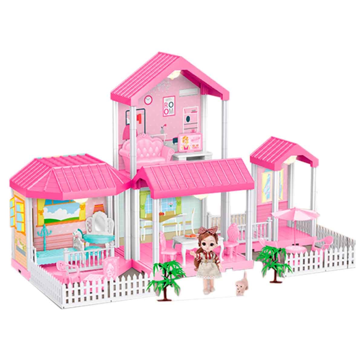 Huada Toys Villa & Doll Playset with Light & Accessories Unisex, 3-4 Years
