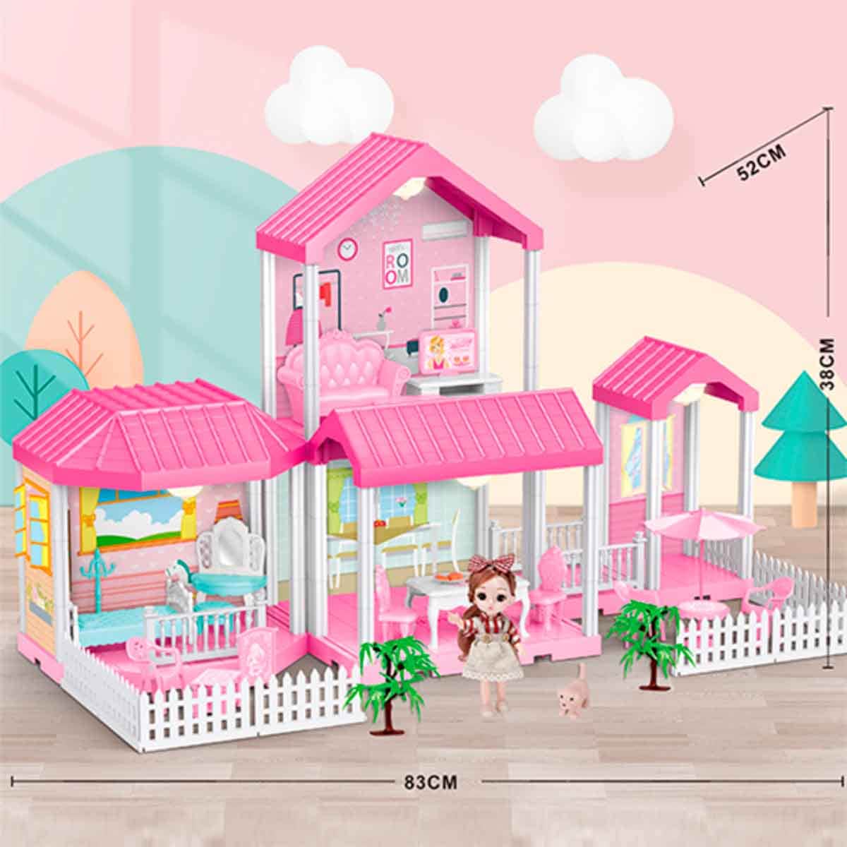 Huada Toys Villa & Doll Playset with Light & Accessories Unisex, 3-4 Years