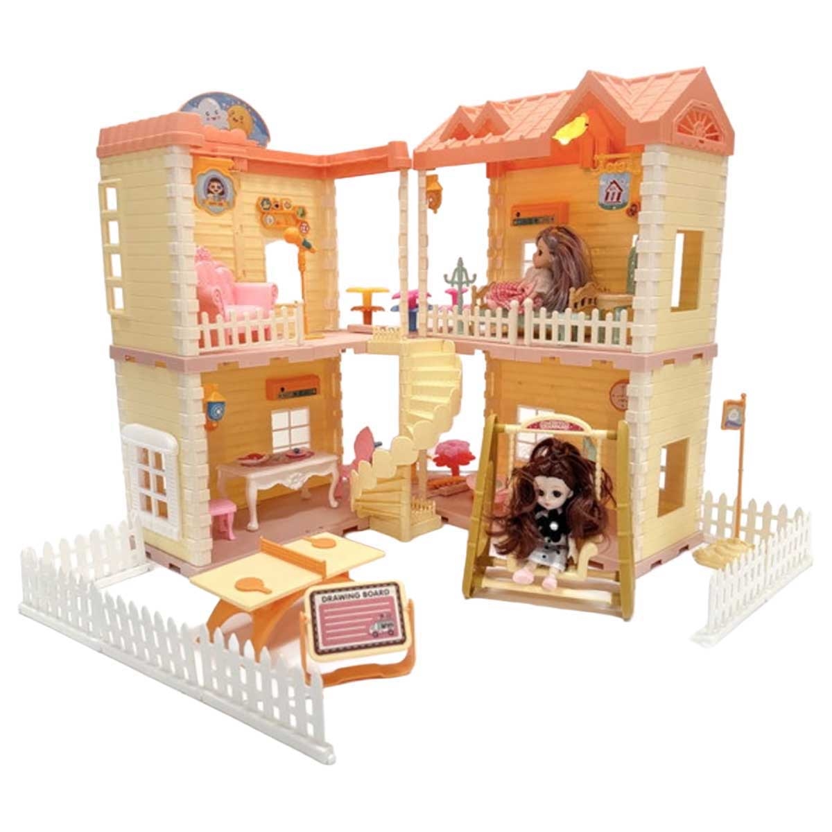 Huada Toys Villa & Doll with Lights Playset Girls, 3-4 Years