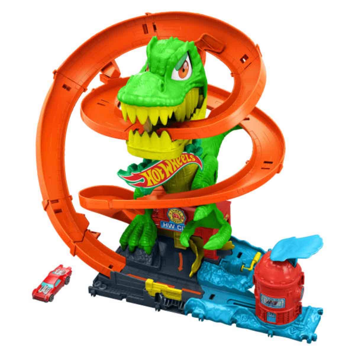 Hot Wheels City T-Rex Vs Fire Station Playset Unisex, 3-4 Years