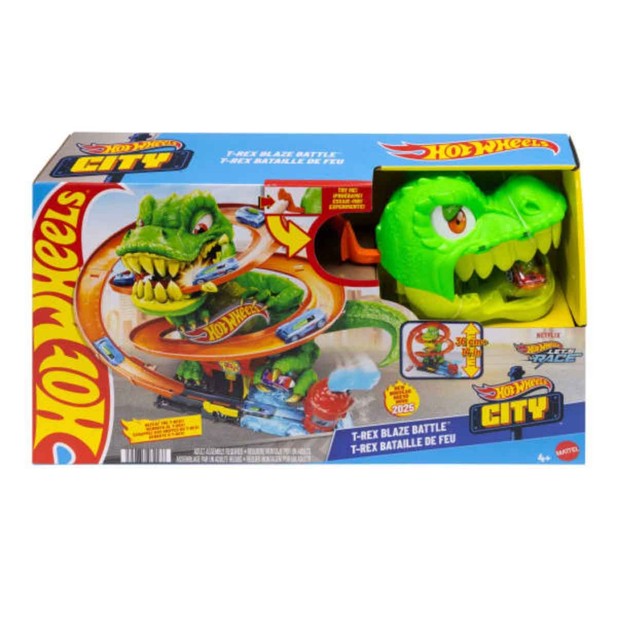Hot Wheels City T-Rex Vs Fire Station Playset Unisex, 3-4 Years