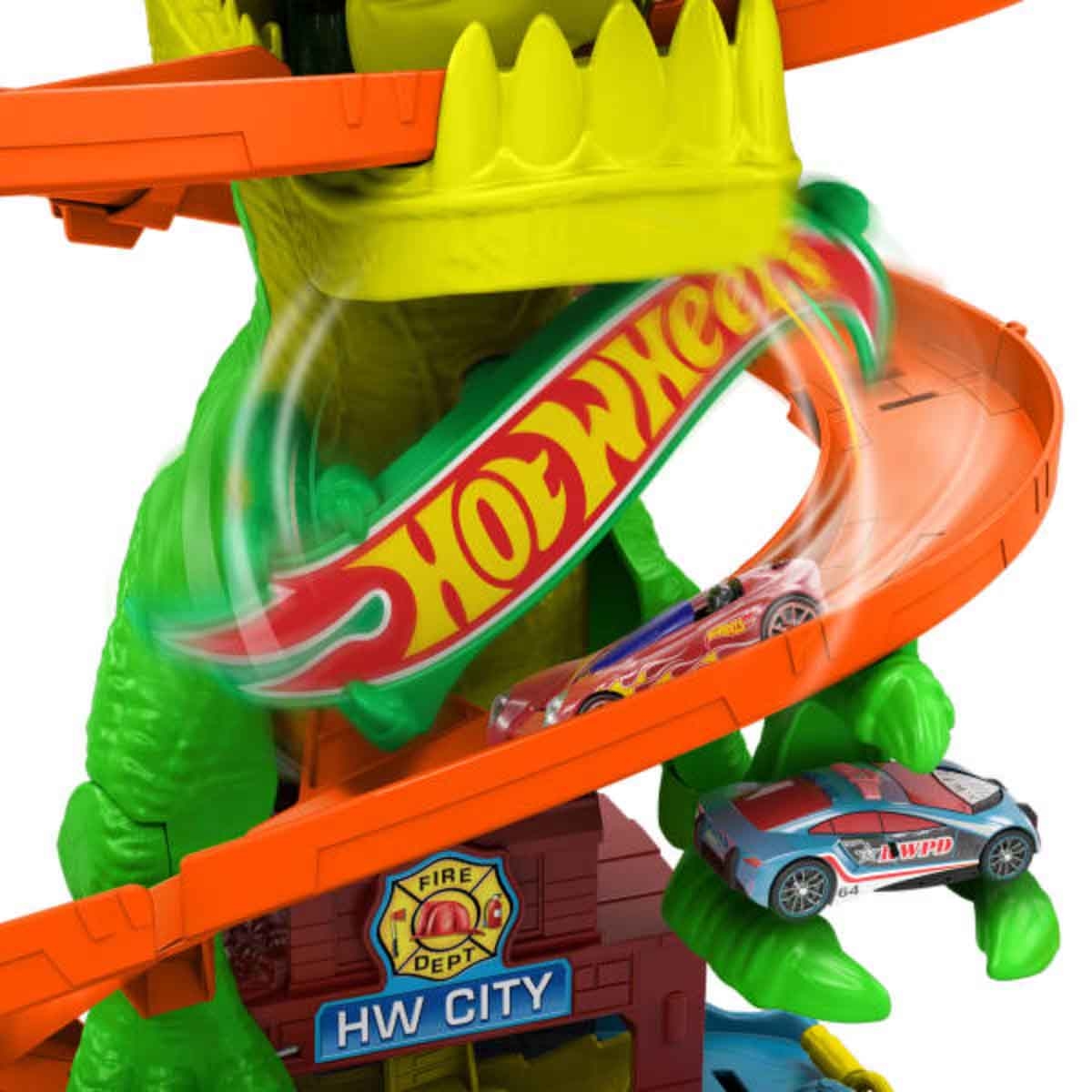Hot Wheels City T-Rex Vs Fire Station Playset Unisex, 3-4 Years