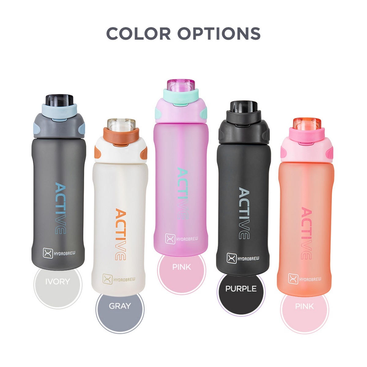 Hydrobrew 1000ml Graphite Sip Switch Tritan Water Bottle