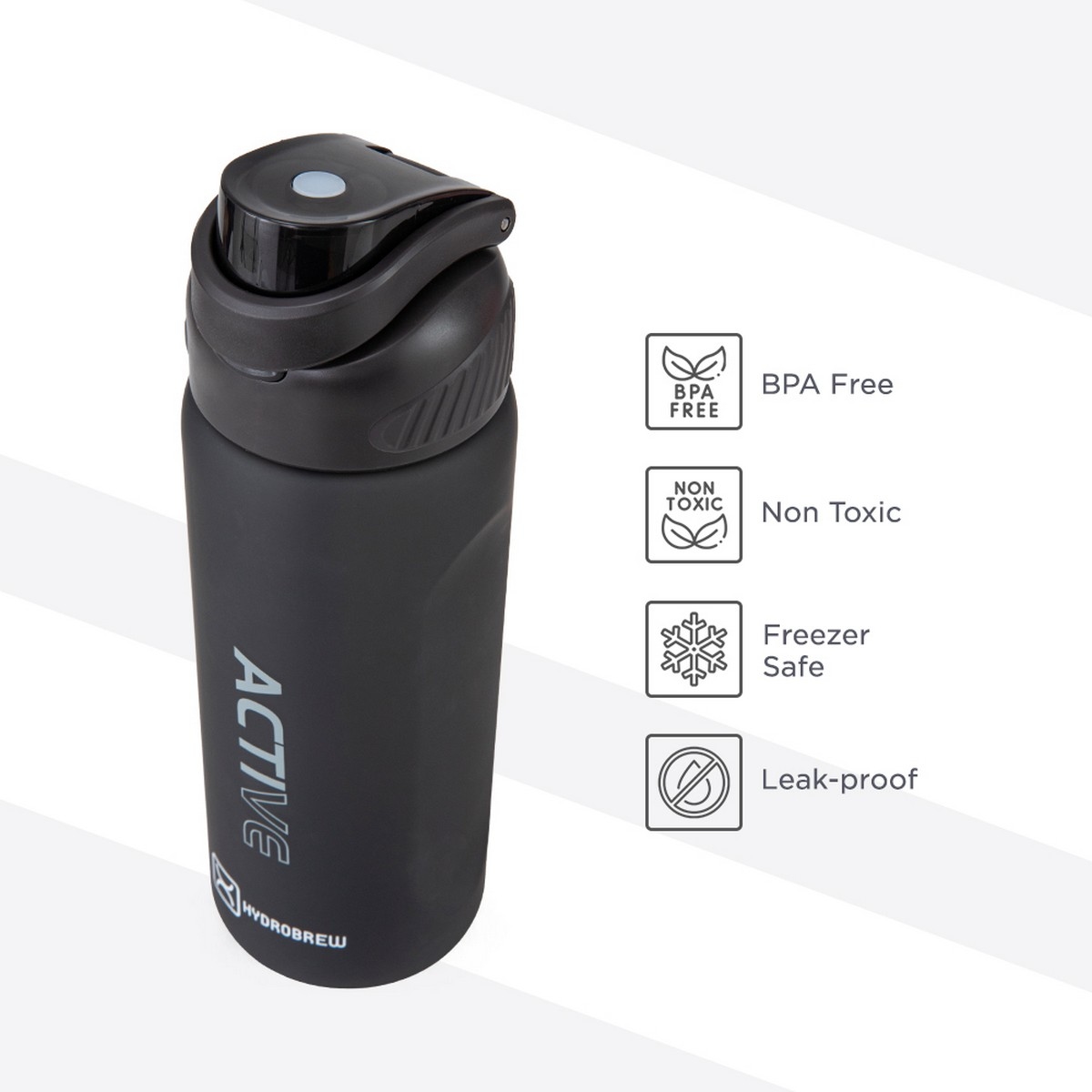 Hydrobrew 17" Black Backpack with 1000ml Sip Switch Tritan Water Bottle
