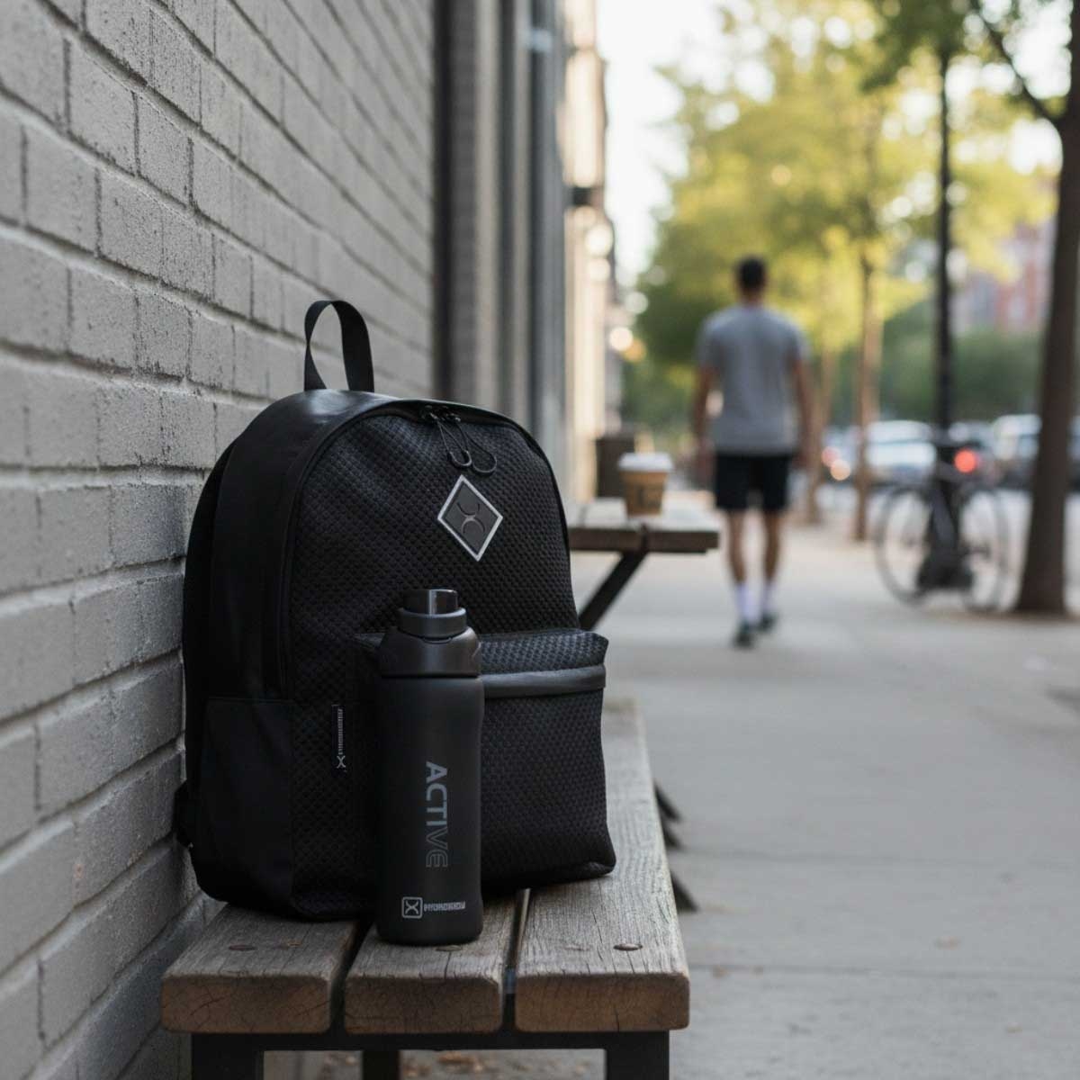 Hydrobrew 17" Black Backpack with 1000ml Sip Switch Tritan Water Bottle