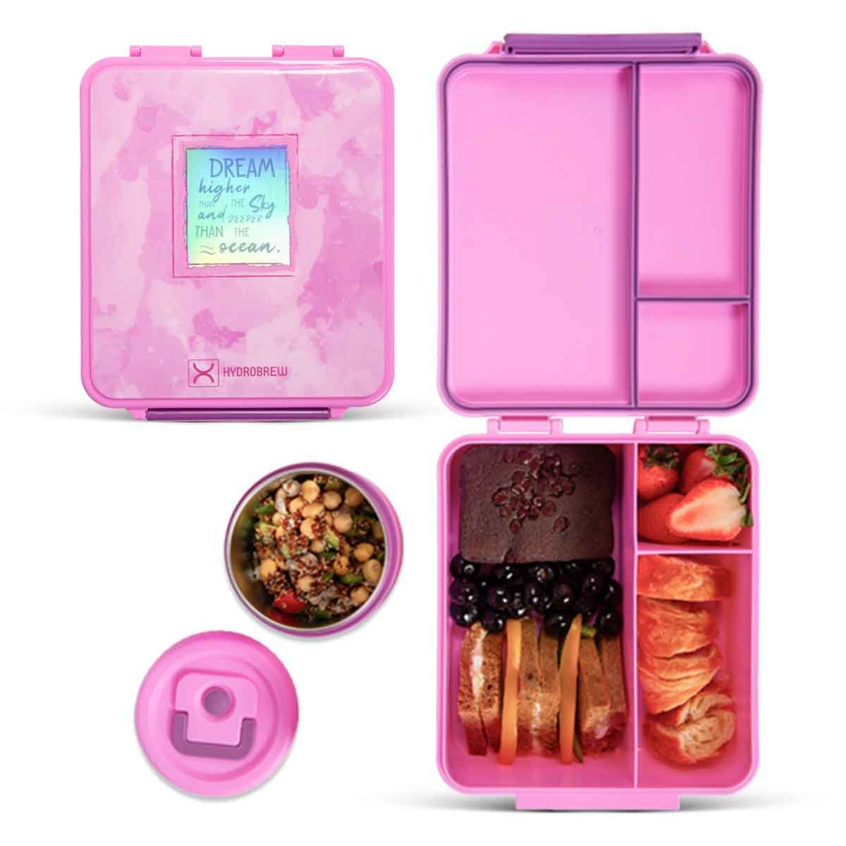HYDROBREW 18" Pink Backpack with Bento Lunch Box
