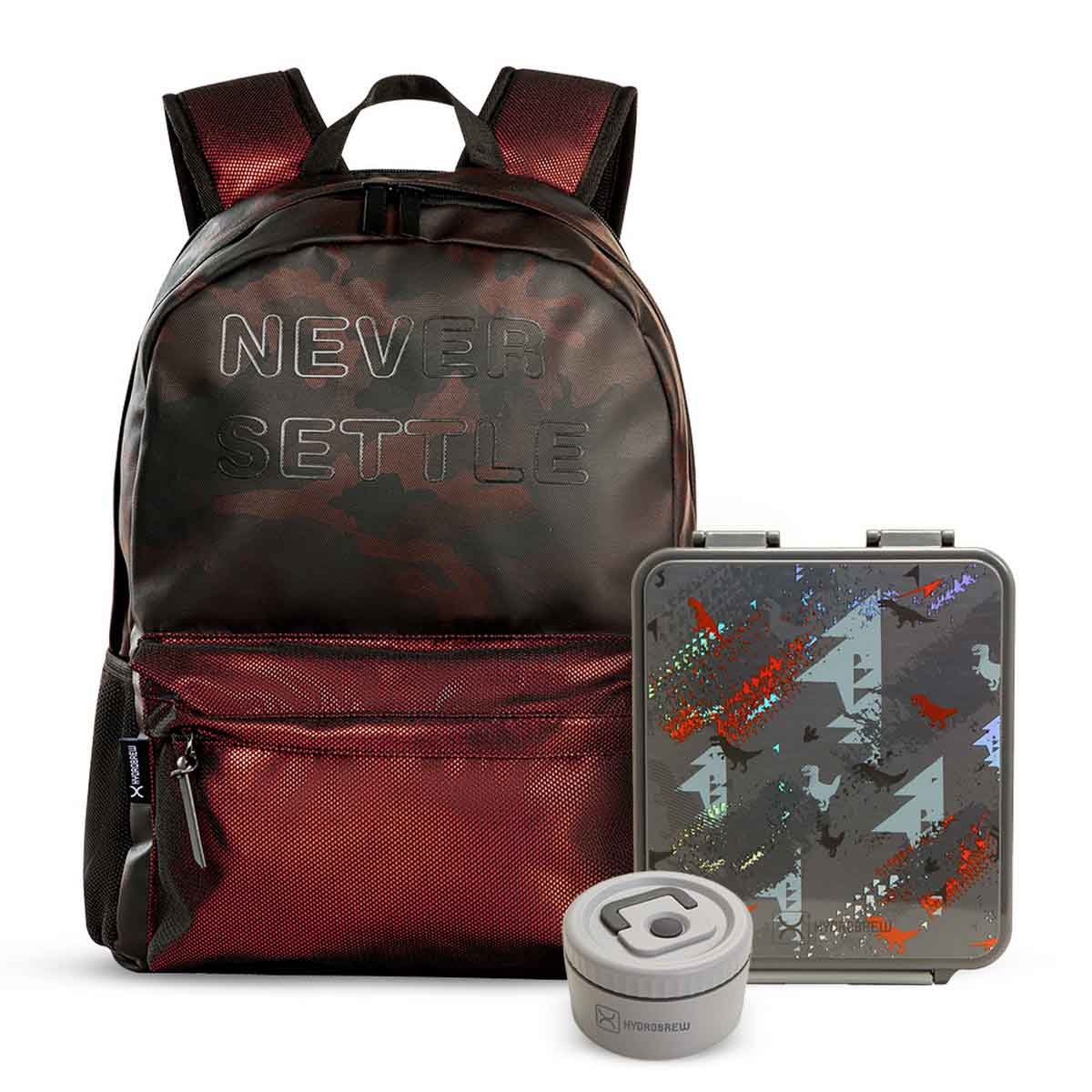 هيدروبرو حقيبة ظهر مقاس 18 إنش باللون البني مع صندوق غداء بنتو