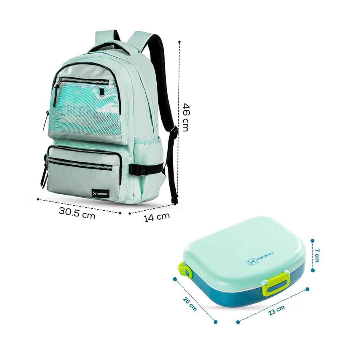 HYDROBREW 18" Green Backpack with Bento Lunch Box