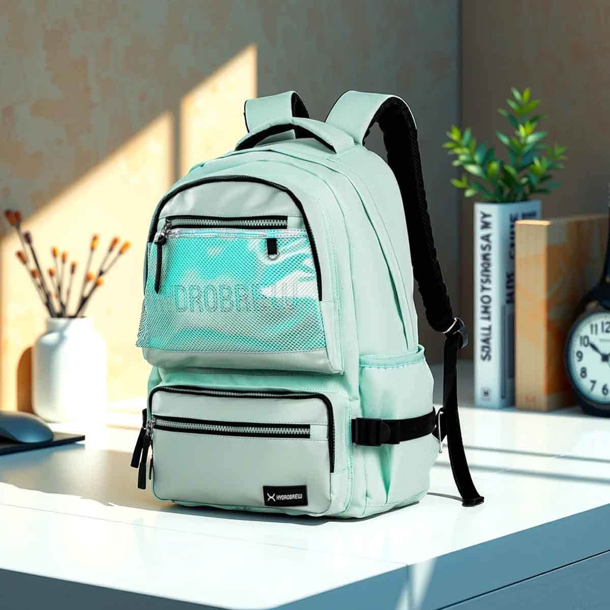HYDROBREW 18" Green Backpack with Bento Lunch Box