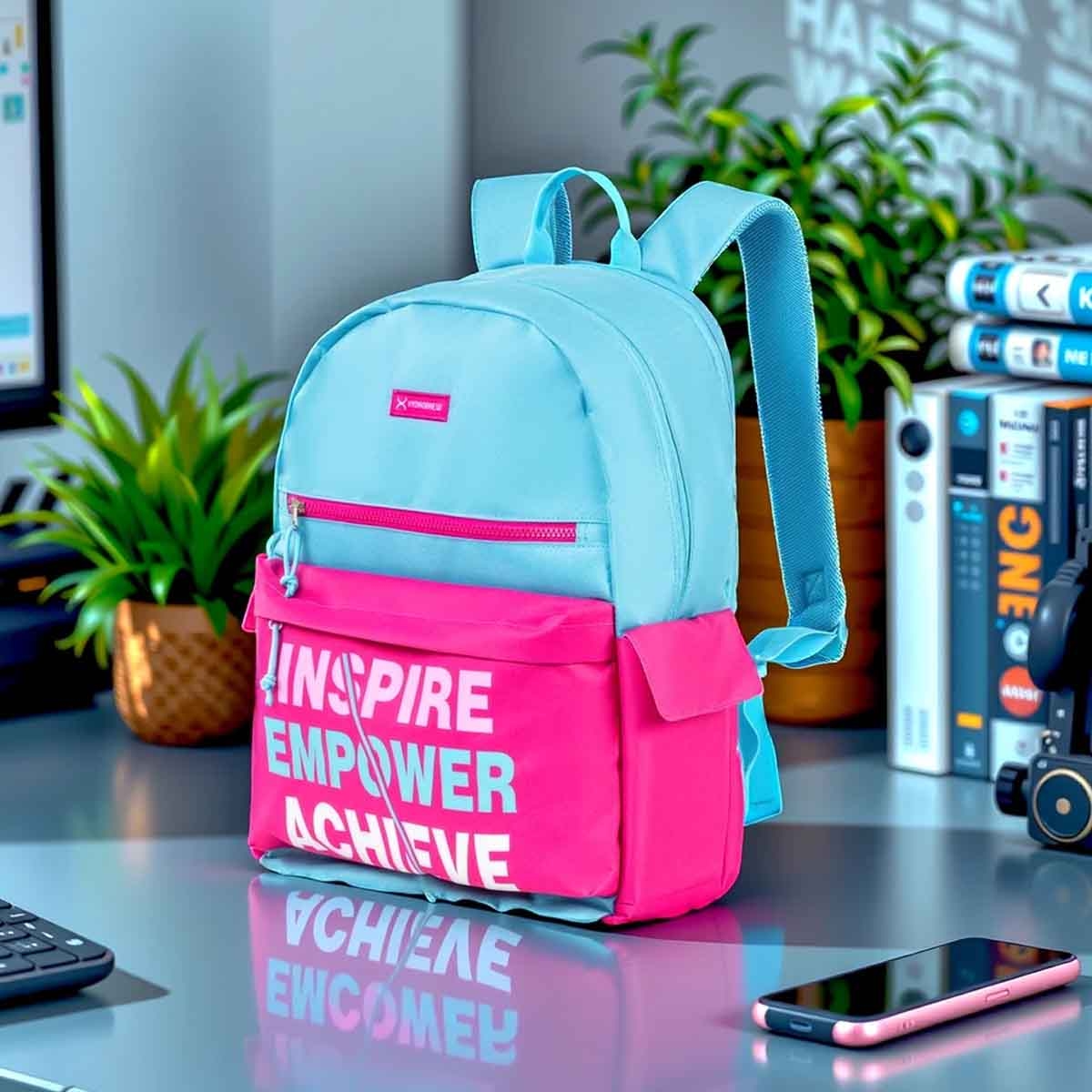 HYDROBREW 18" Pink/Purple Backpack with Bento Lunch Box