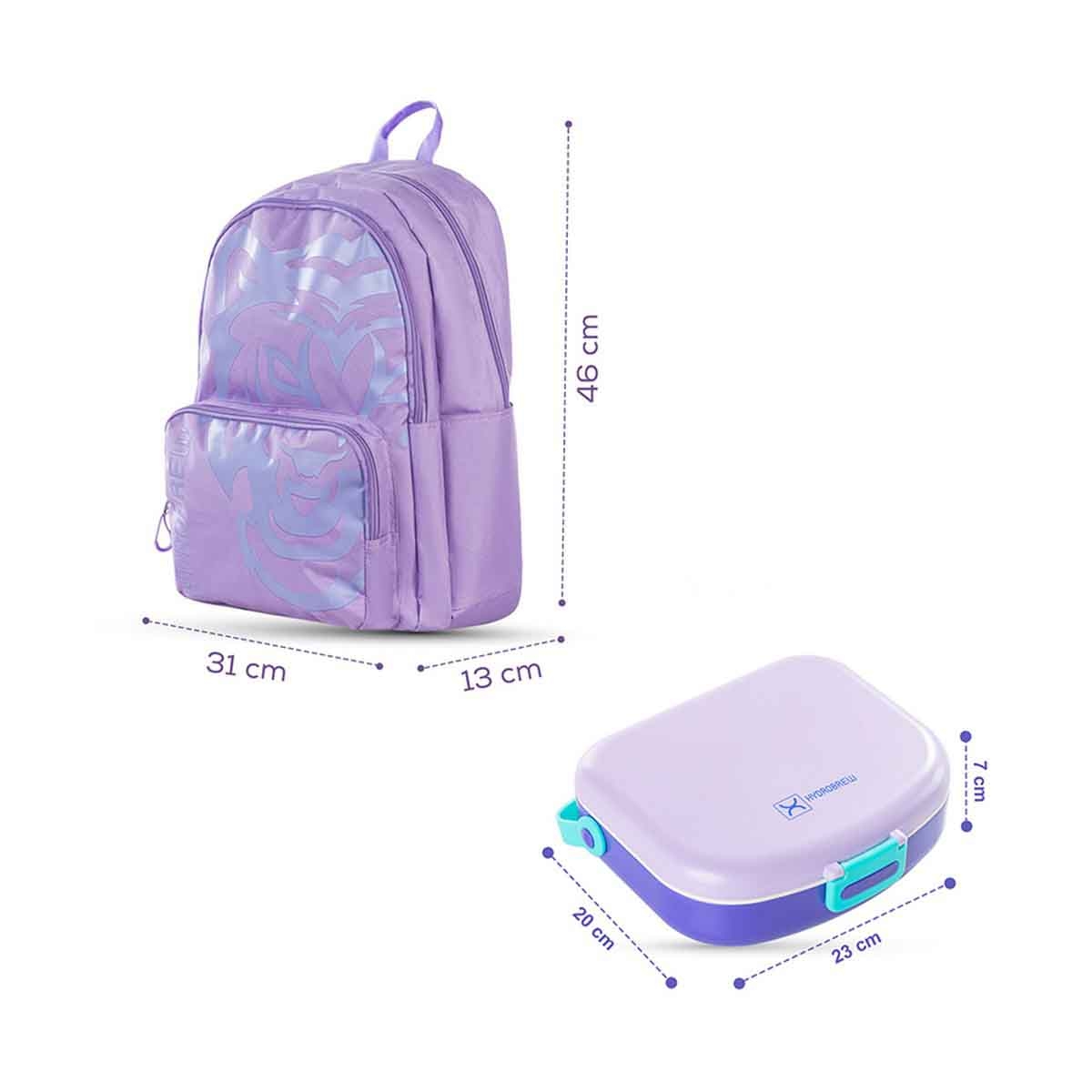 HYDROBREW 18" Purple Backpack with Bento Lunch Box