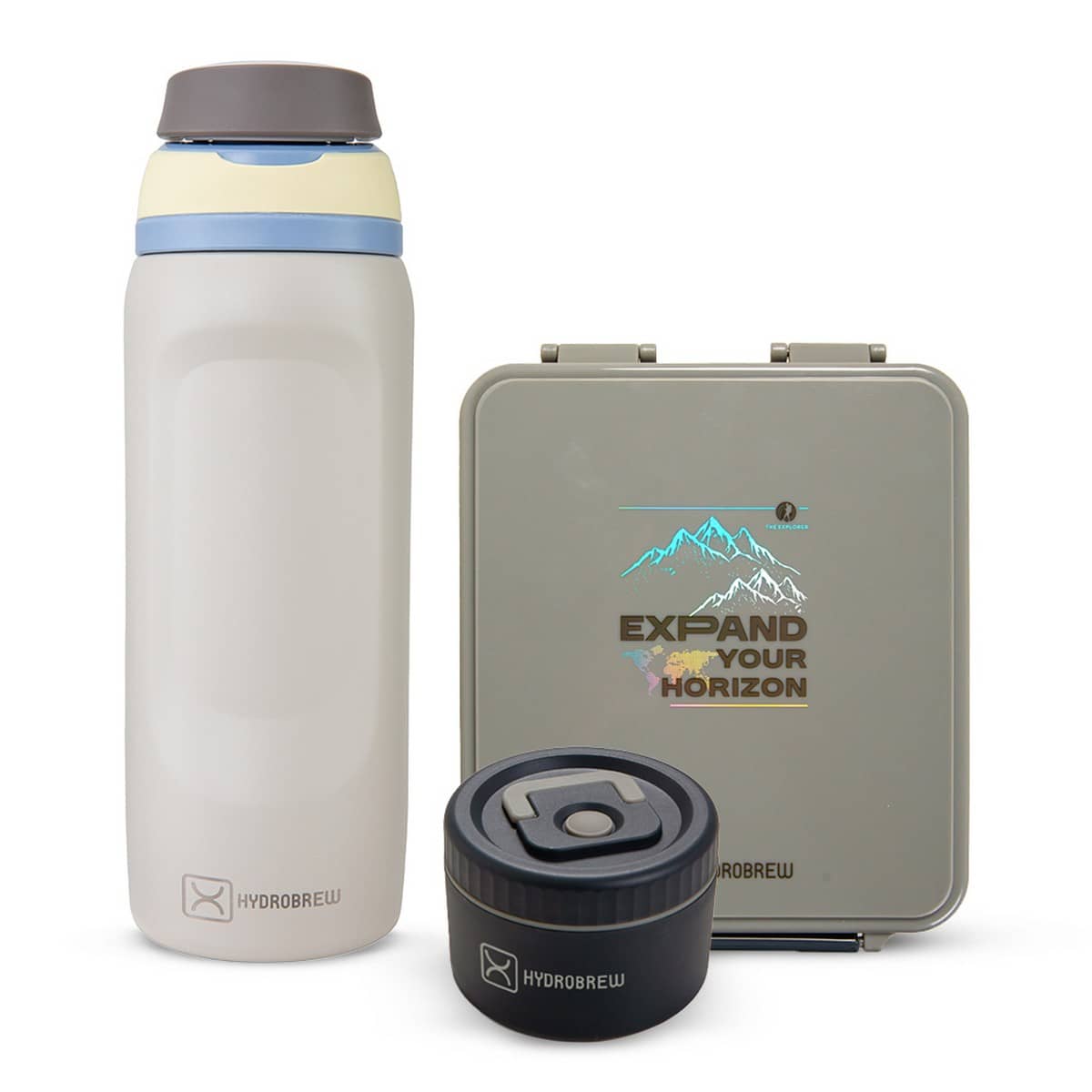 Hydrobrew 1.74L Adventure Sage Bento Lunch Box & Steel Food Jar with 1000ml Sip Switch Water Bottle