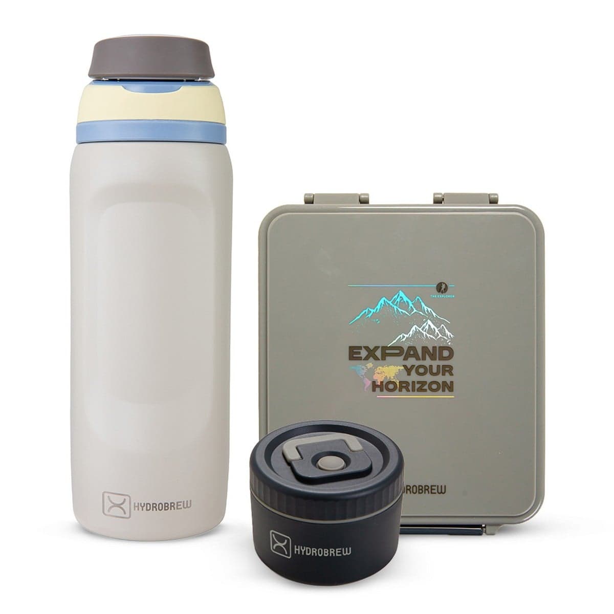Hydrobrew 1.74L Adventure Sage Bento Lunch Box & Steel Food Jar with 1000ml Sip Switch Water Bottle