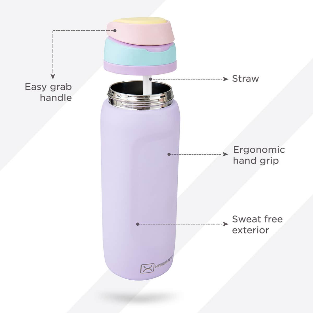Hydrobrew 1.74L ThinkBig Pink Bento Lunch Box & Steel Food Jar with 1000ml Sip Switch Water Bottle