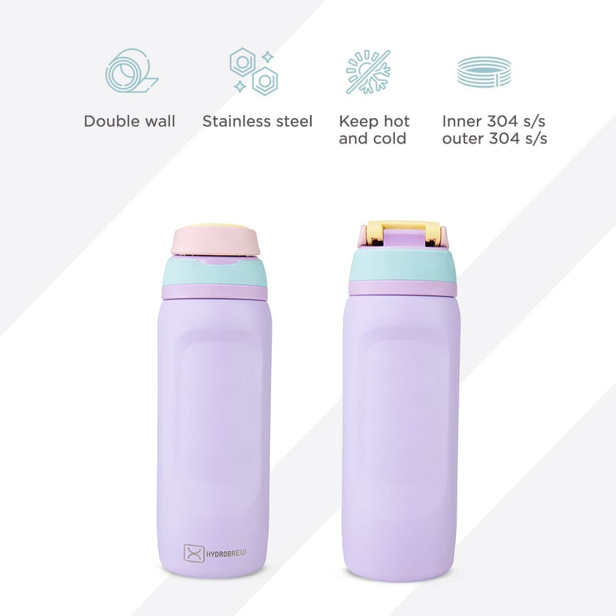 Hydrobrew 1.74L ThinkBig Pink Bento Lunch Box & Steel Food Jar with 1000ml Sip Switch Water Bottle
