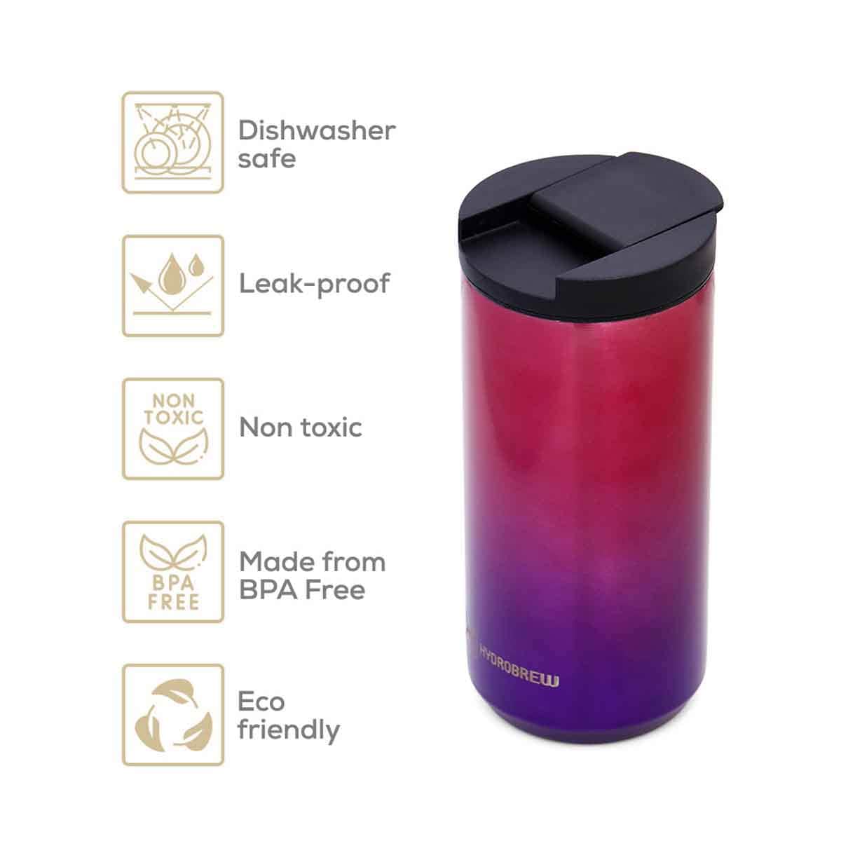 HYDROBREW 400ml Insulated Tumbler Water Bottle Unisex, 3-4 Years