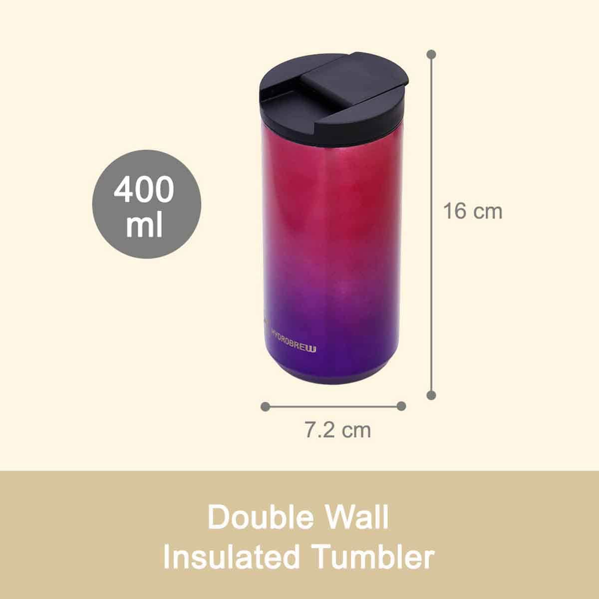 HYDROBREW 400ml Insulated Tumbler Water Bottle Unisex, 3-4 Years