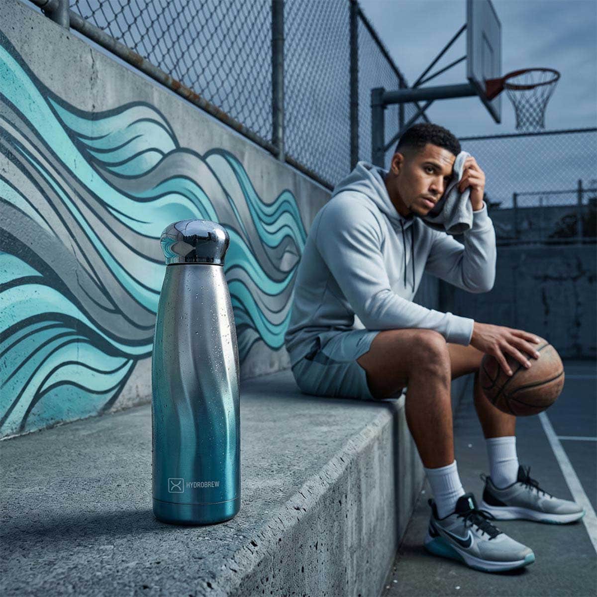 Hydrobrew 420ml Blue Mirage Double Wall Stainless Steel Water Bottle