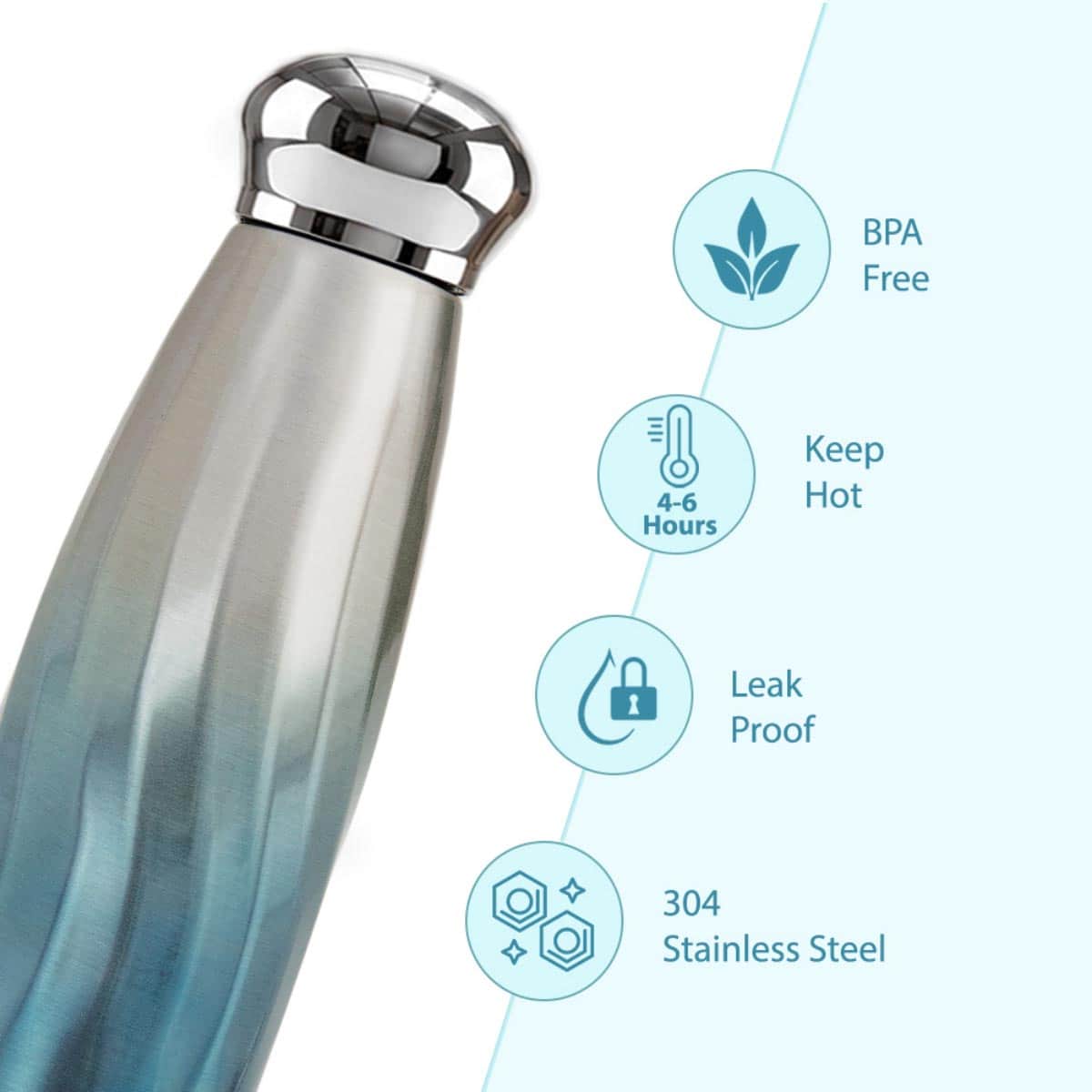 Hydrobrew 420ml Blue Mirage Double Wall Stainless Steel Water Bottle