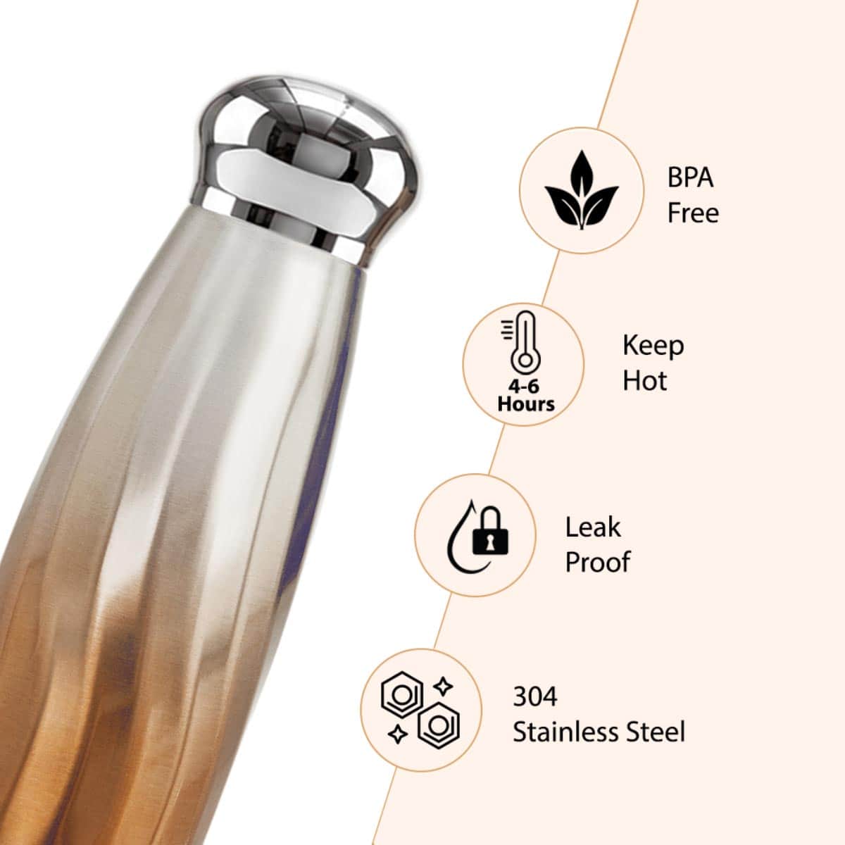 Hydrobrew 420ml Bronze Mist Double Wall Stainless Steel Water Bottle