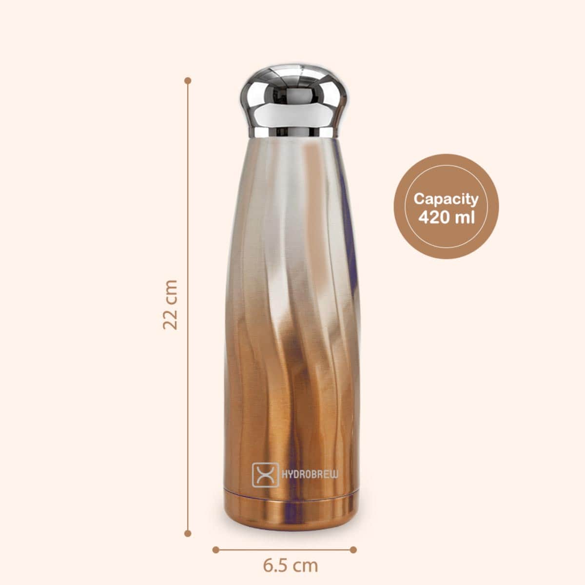 Hydrobrew 420ml Bronze Mist Double Wall Stainless Steel Water Bottle