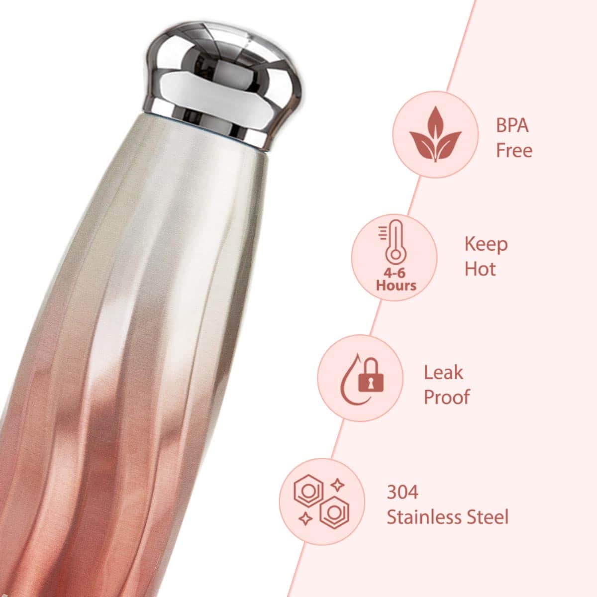 Hydrobrew 420ml Desert Rose Double Wall Stainless Steel Water Bottle