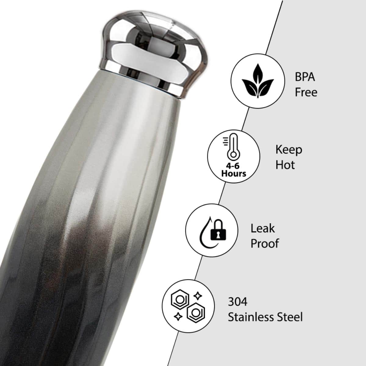 Hydrobrew 420ml Graphite Glow Double Wall Stainless Steel Water Bottle