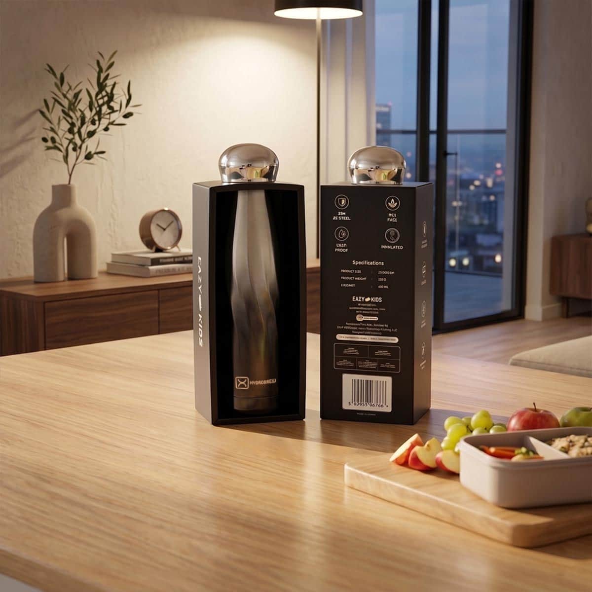Hydrobrew 420ml Graphite Glow Double Wall Stainless Steel Water Bottle