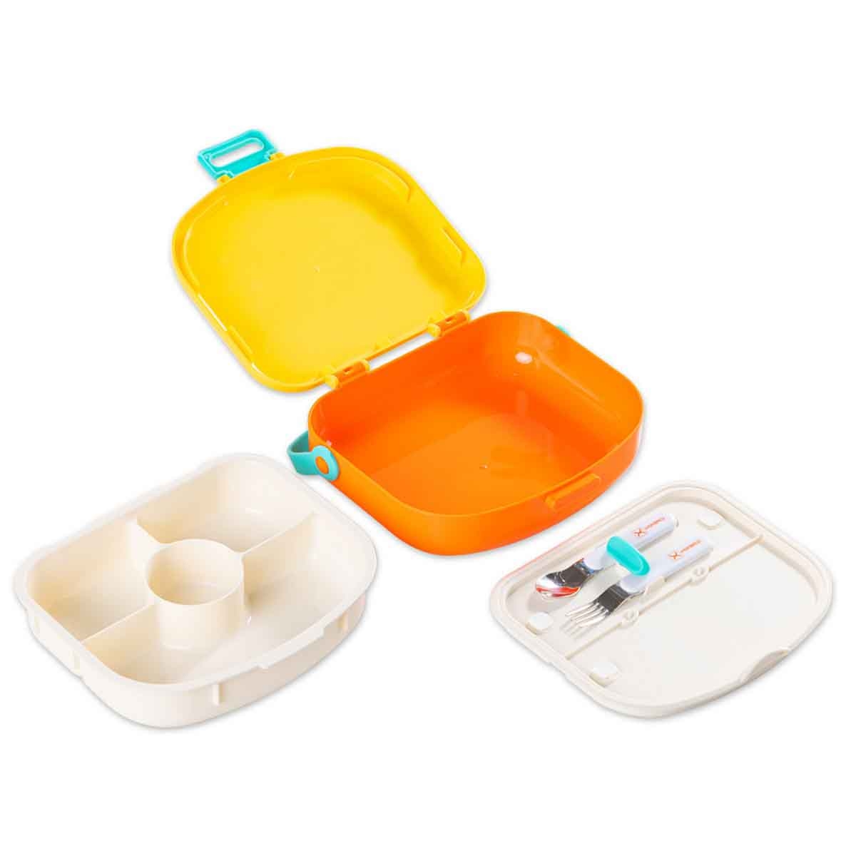 HYDROBREW 4-Compartment Bento Lunch Box with Spoon & Fork Set