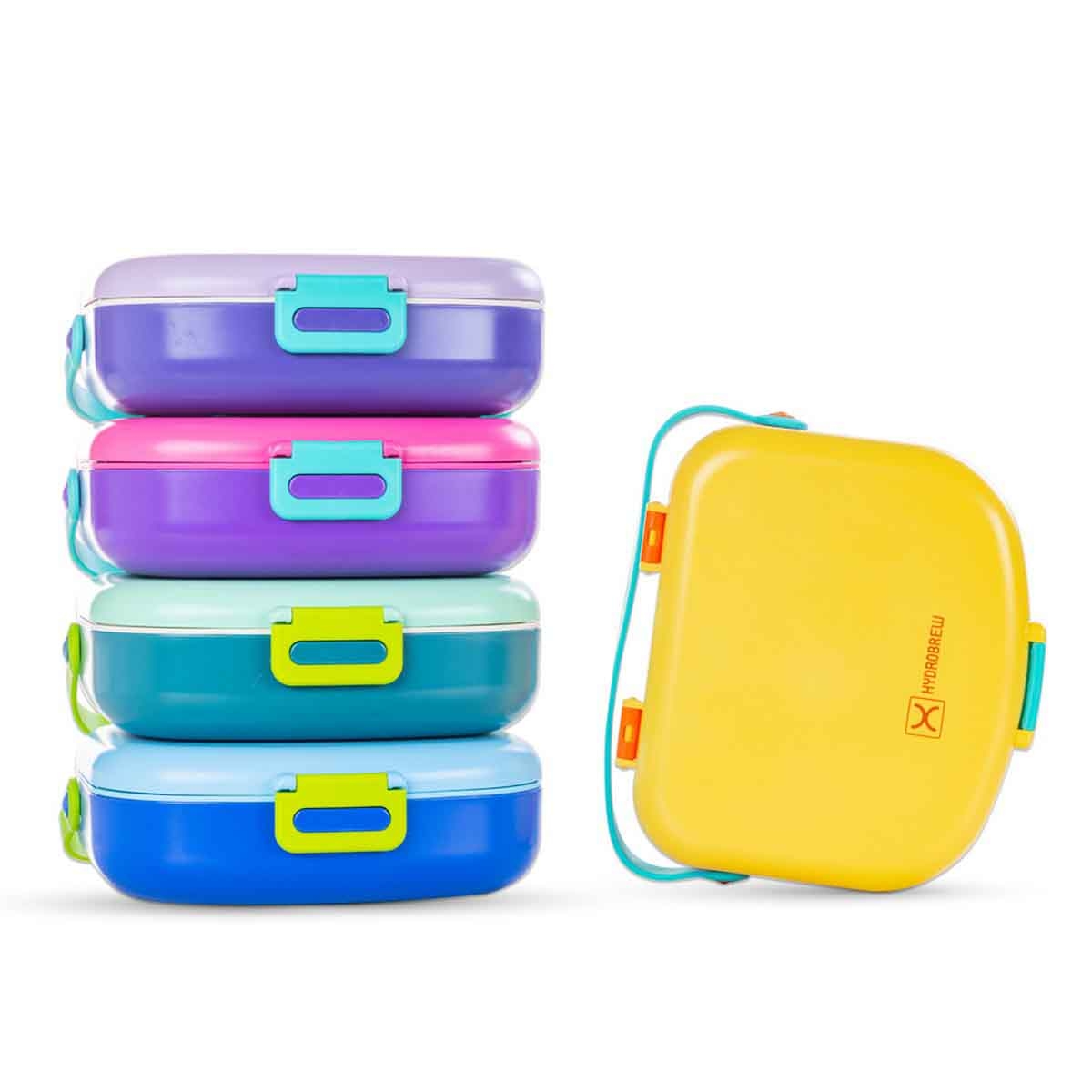 HYDROBREW 4-Compartment Bento Lunch Box with Spoon & Fork Set