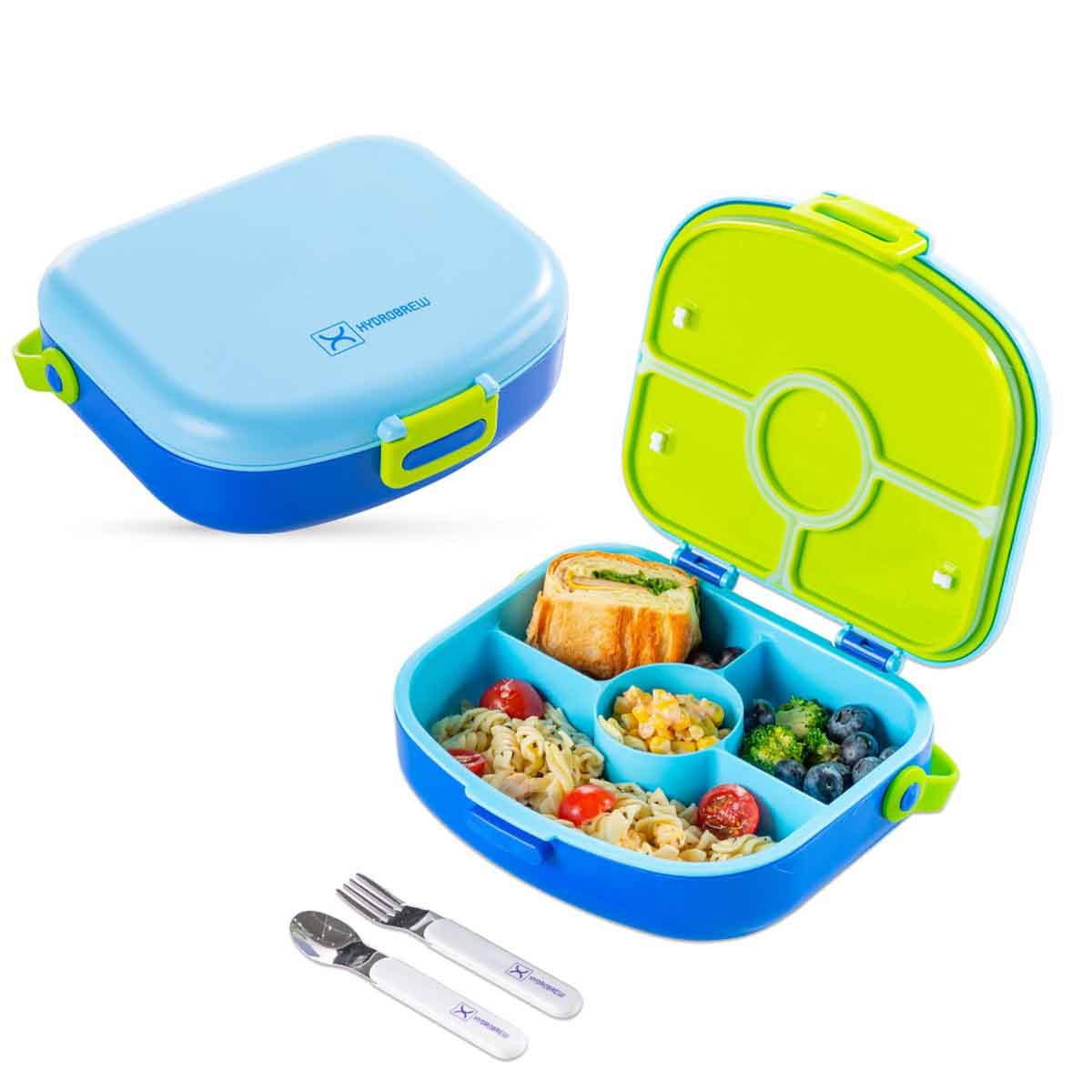 HYDROBREW Cobalt 4-Compartment Bento Lunch Box with Spoon & Fork Set