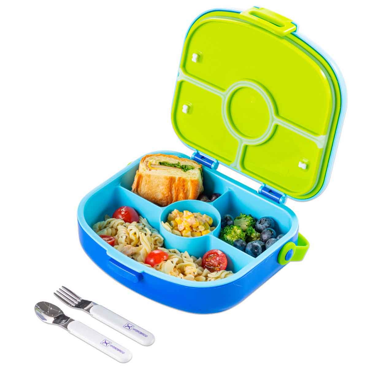 HYDROBREW Cobalt 4-Compartment Bento Lunch Box with Spoon & Fork Set
