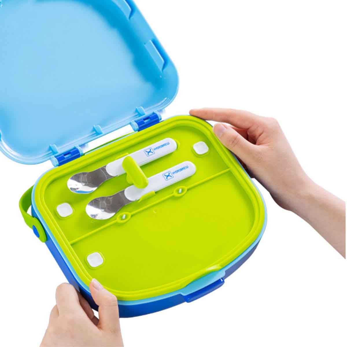 HYDROBREW Cobalt 4-Compartment Bento Lunch Box with Spoon & Fork Set