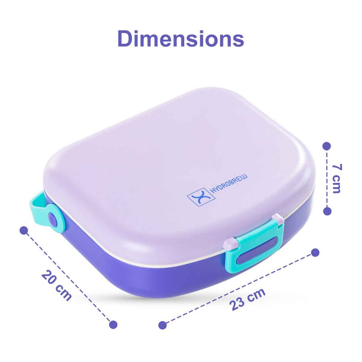 HYDROBREW Lilac 4-Compartment Bento Lunch Box with Spoon & Fork Set