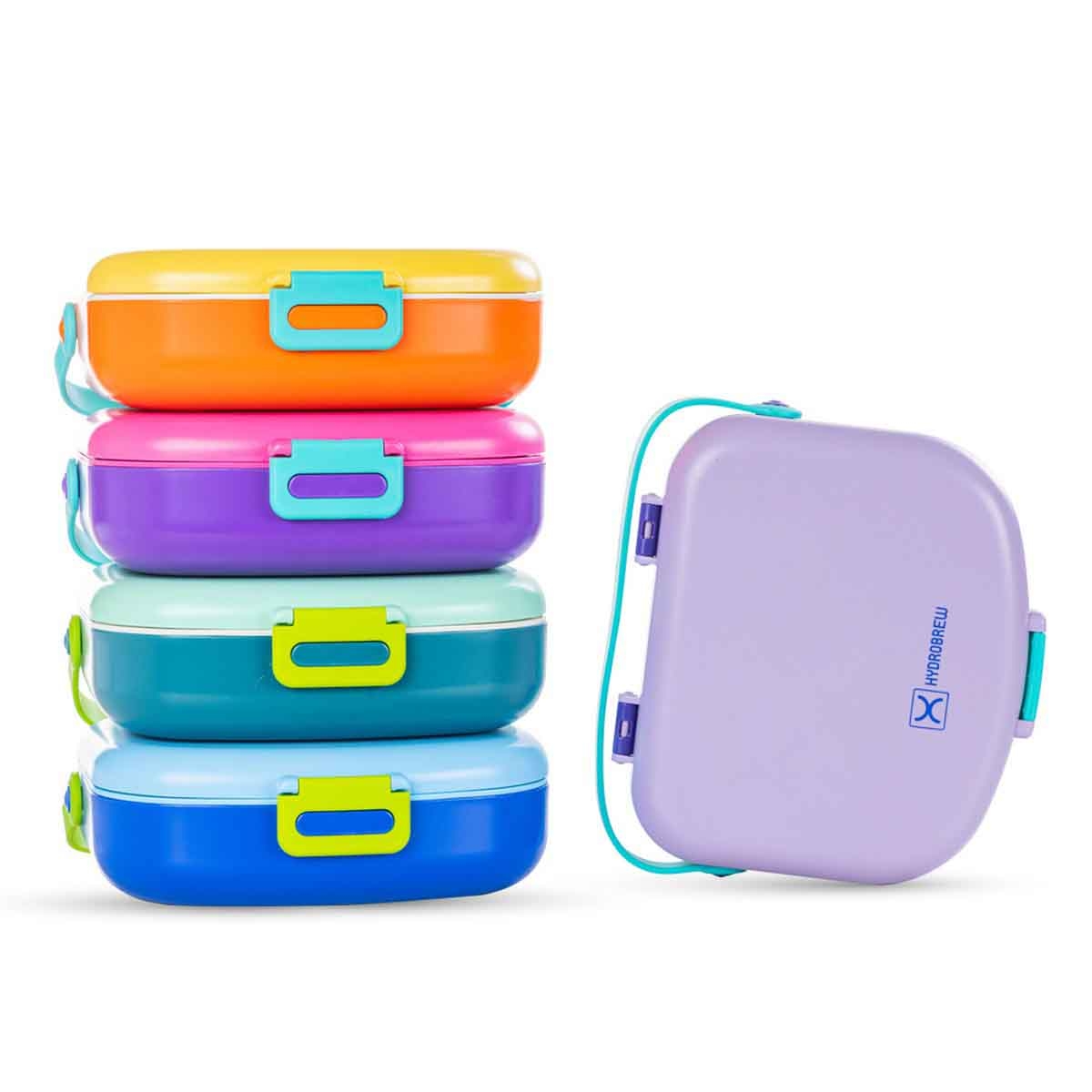HYDROBREW Lilac 4-Compartment Bento Lunch Box with Spoon & Fork Set