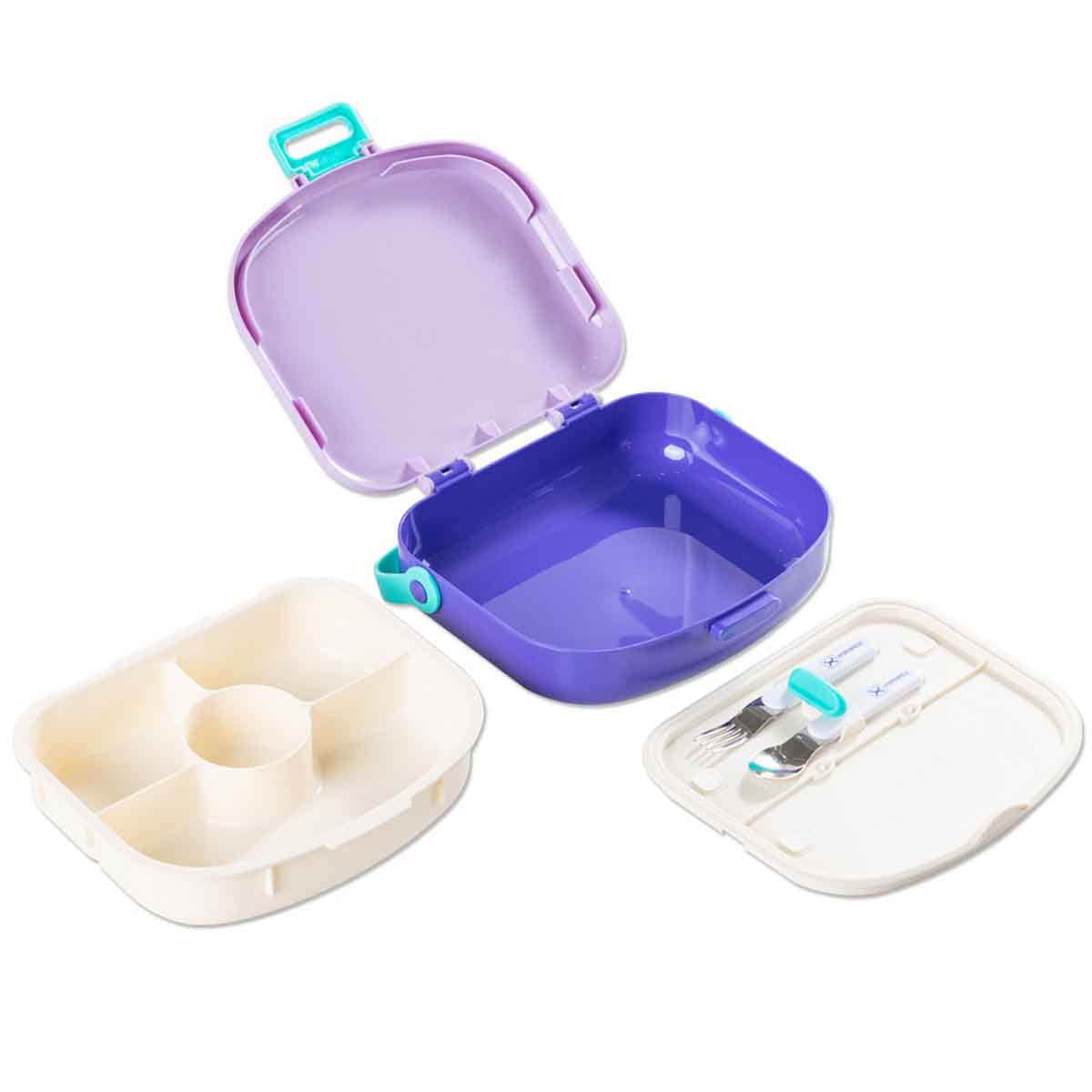 HYDROBREW Lilac 4-Compartment Bento Lunch Box with Spoon & Fork Set