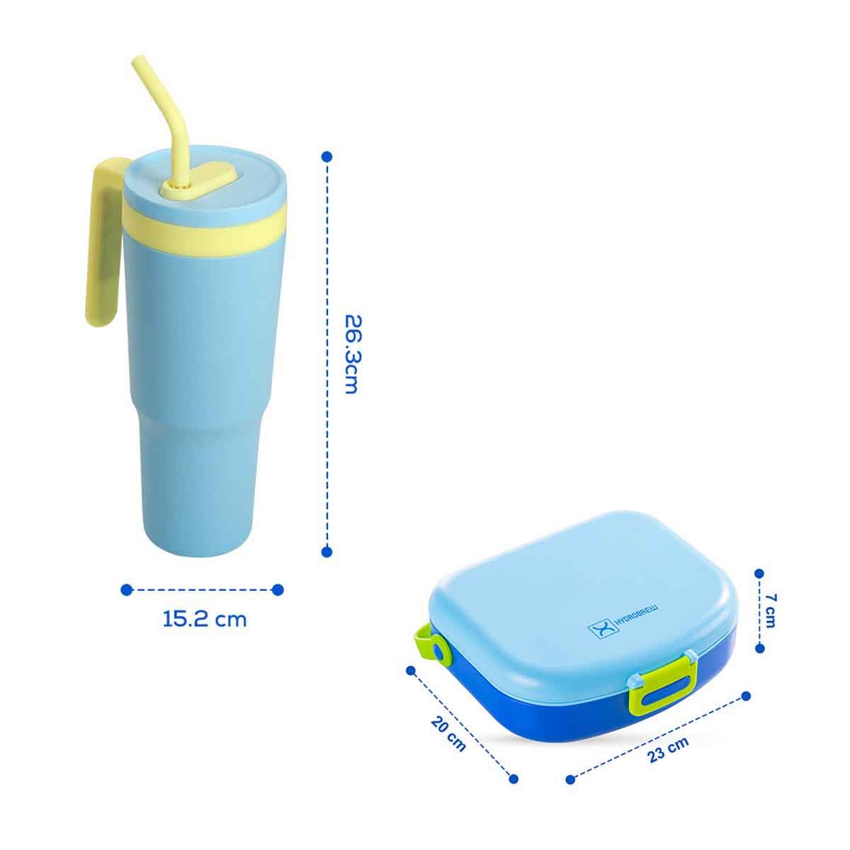 هيدروبرو صندوق غداء بنتو بأربعة أقسام مع زجاجة ماء تامبلر من ستانلس ستيل ومجموعة ملعقة وشوكة