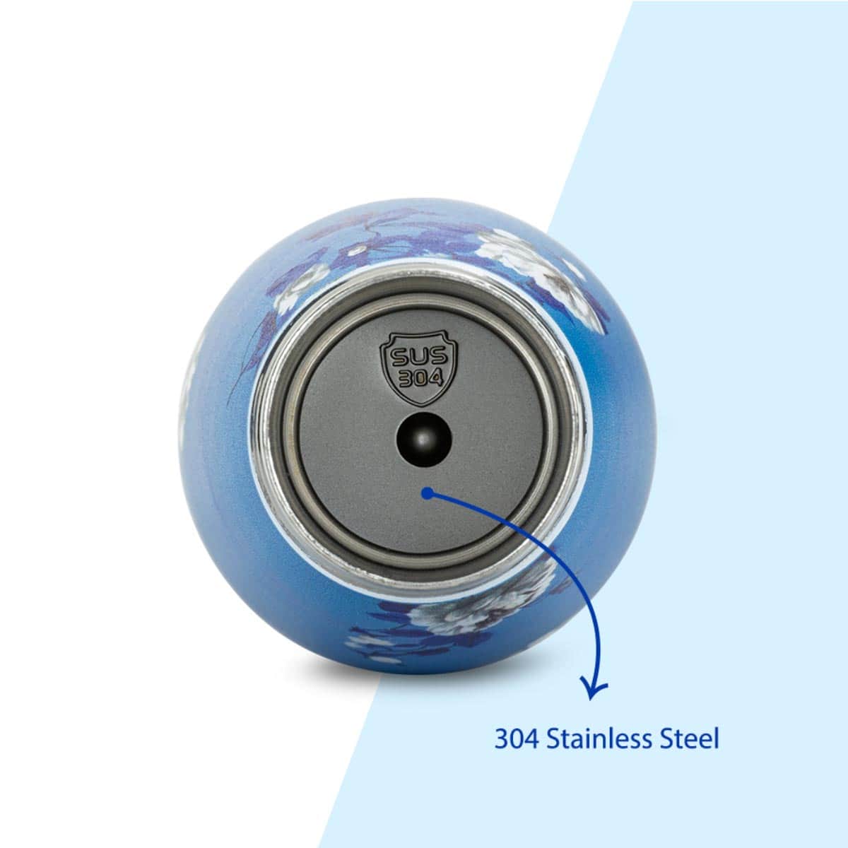 Hydrobrew 500ml Azure Bloom Double Wall Stainless Steel Water Bottle