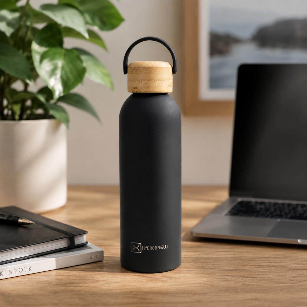 Hydrobrew 500ml Black Double Wall Stainless Steel Water Bottle