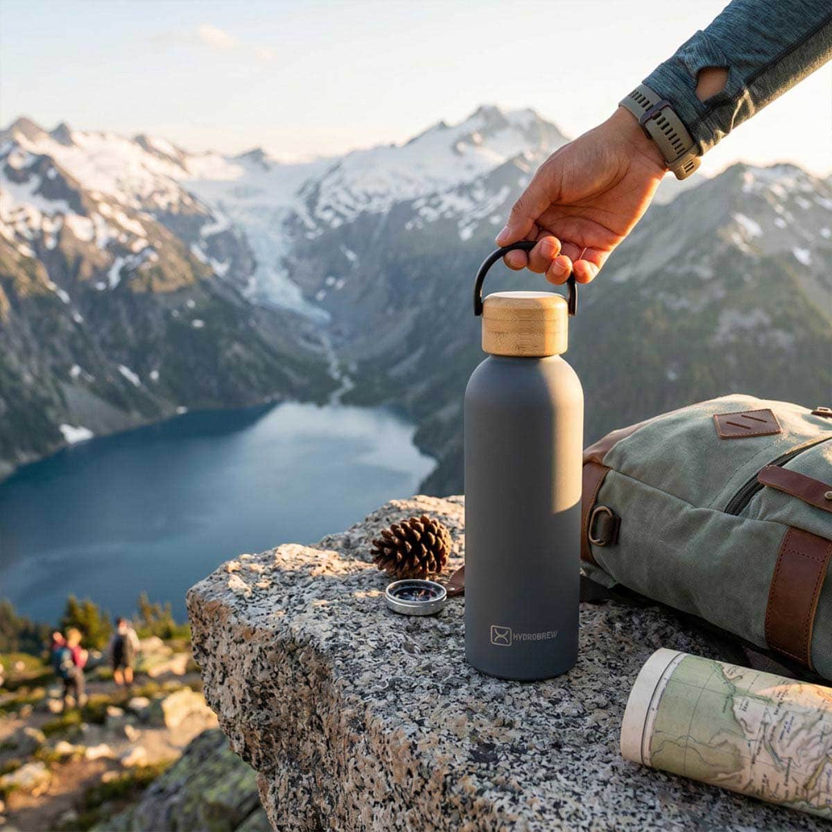 Hydrobrew 500ml Grey Double Wall Stainless Steel Water Bottle