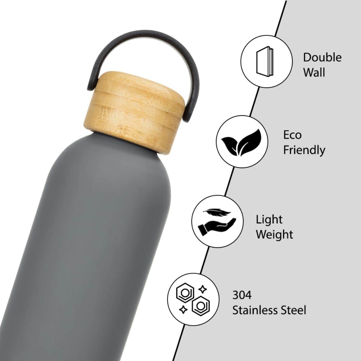 Hydrobrew 500ml Grey Double Wall Stainless Steel Water Bottle