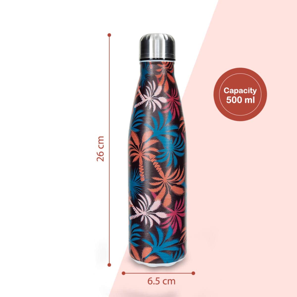 Hydrobrew 500ml Midnight Tropics Double Wall Stainless Steel Water Bottle
