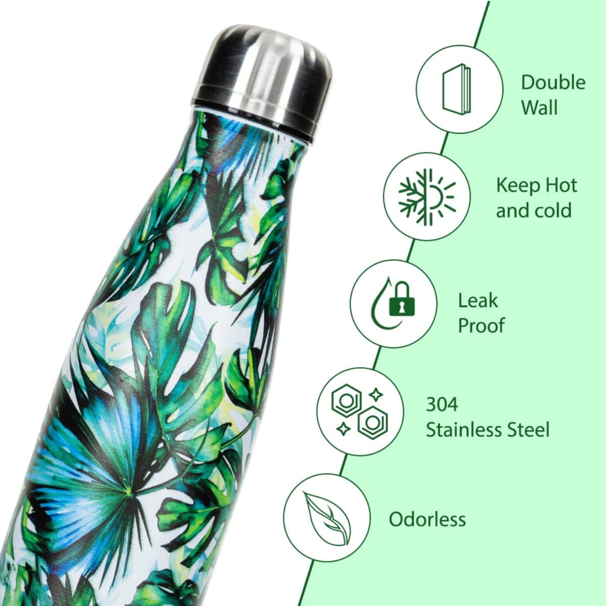 Hydrobrew 500ml Palm Grove Double Wall Stainless Steel Water Bottle
