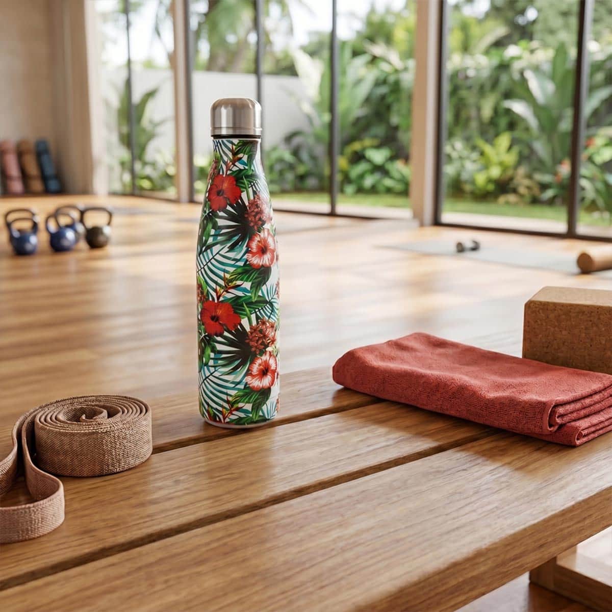 Hydrobrew 500ml Tropical Hibiscus Double Wall Stainless Steel Water Bottle