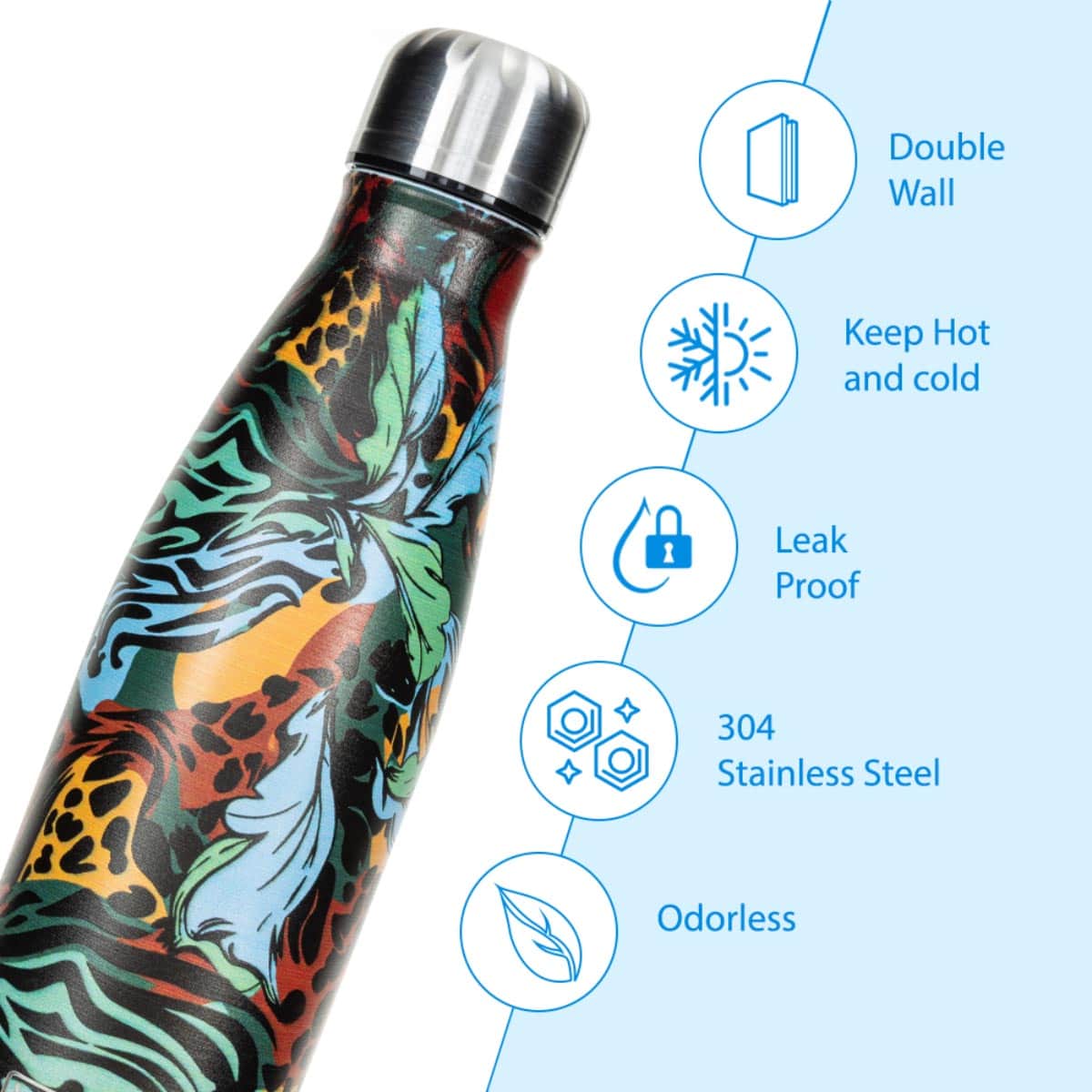 Hydrobrew 500ml Wild Tropic Double Wall Stainless Steel Water Bottle