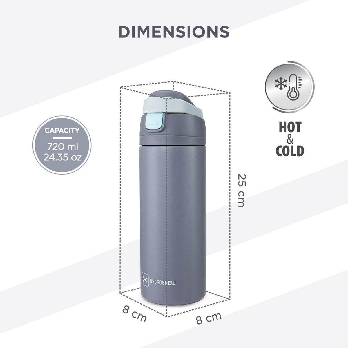 Hydrobrew 720ml Sip Switch Insulated Water Bottle