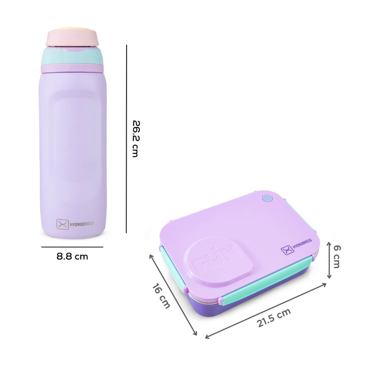 Hydrobrew 750ml Steel Core Lunch Box & Food Jar with 1000ml Sip Switch Water Bottle